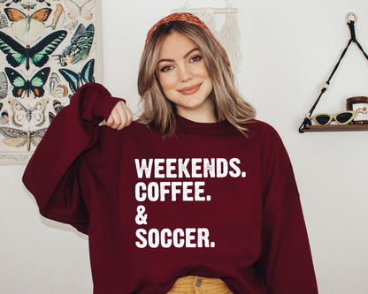 Weekends Coffee Soccer, Weekend Sweater, Soccer Sweater, Coffee Sweater, Mothers Day Gift-newamarketing