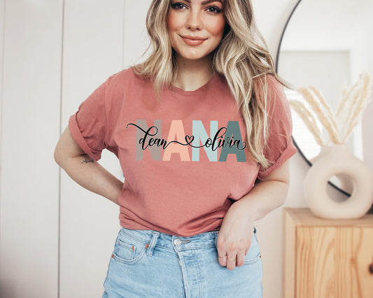 Custom Nana Shirt, Nana Shirt, Nana with Children Names Shirt-newamarketing