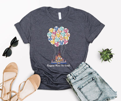 Happiest Place on Earth Shirt, Mickey Balloon Shirt, Disney Castle Shirt-newamarketing