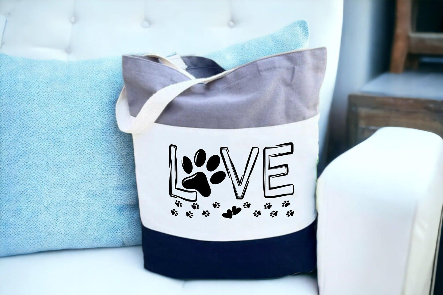 Love Tri Tote Bag, Paw Tri Tote Bag - newamarketing