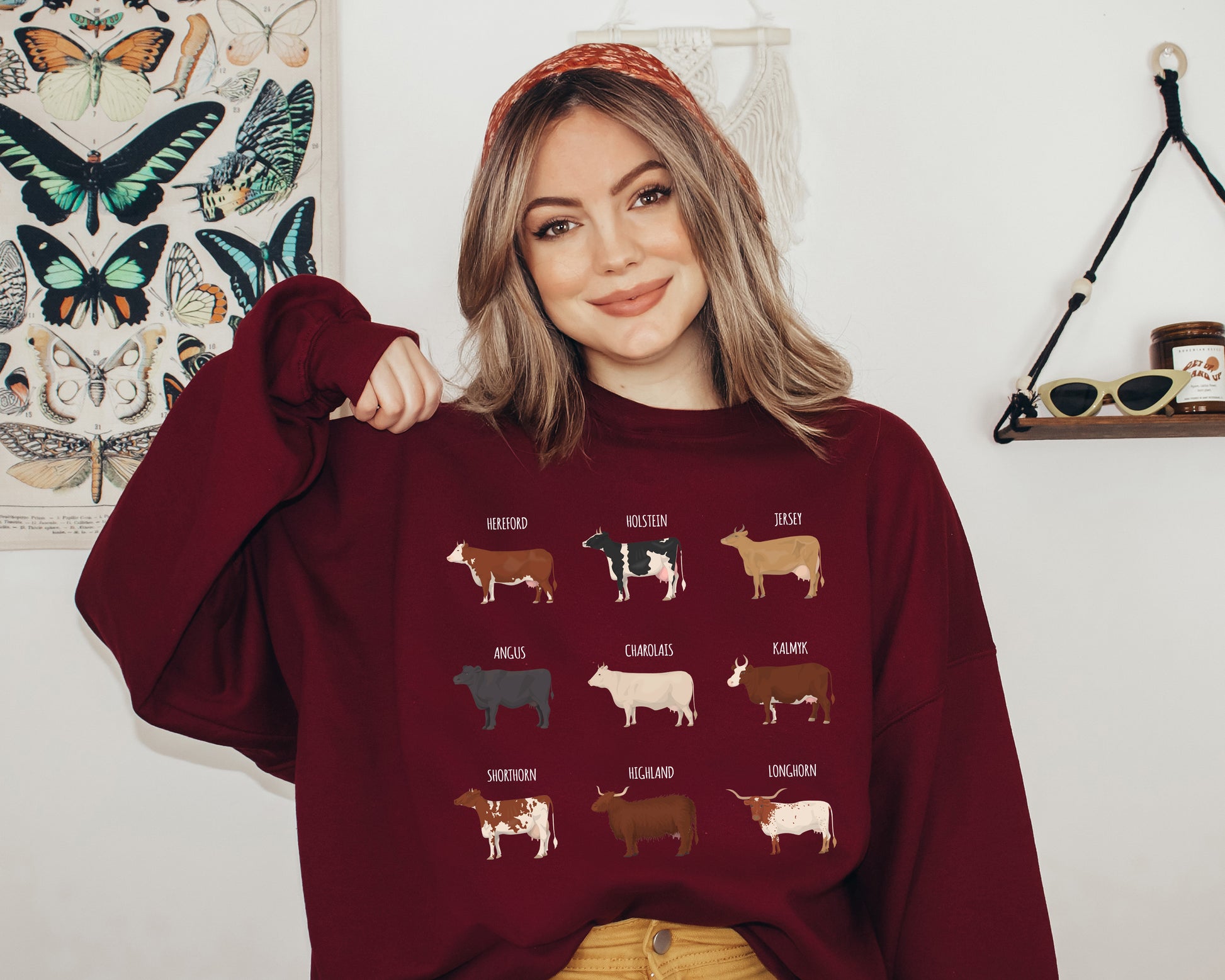 Cow Sweatshirt, Cow Print Hoodie, Cows Sweater-newamarketing