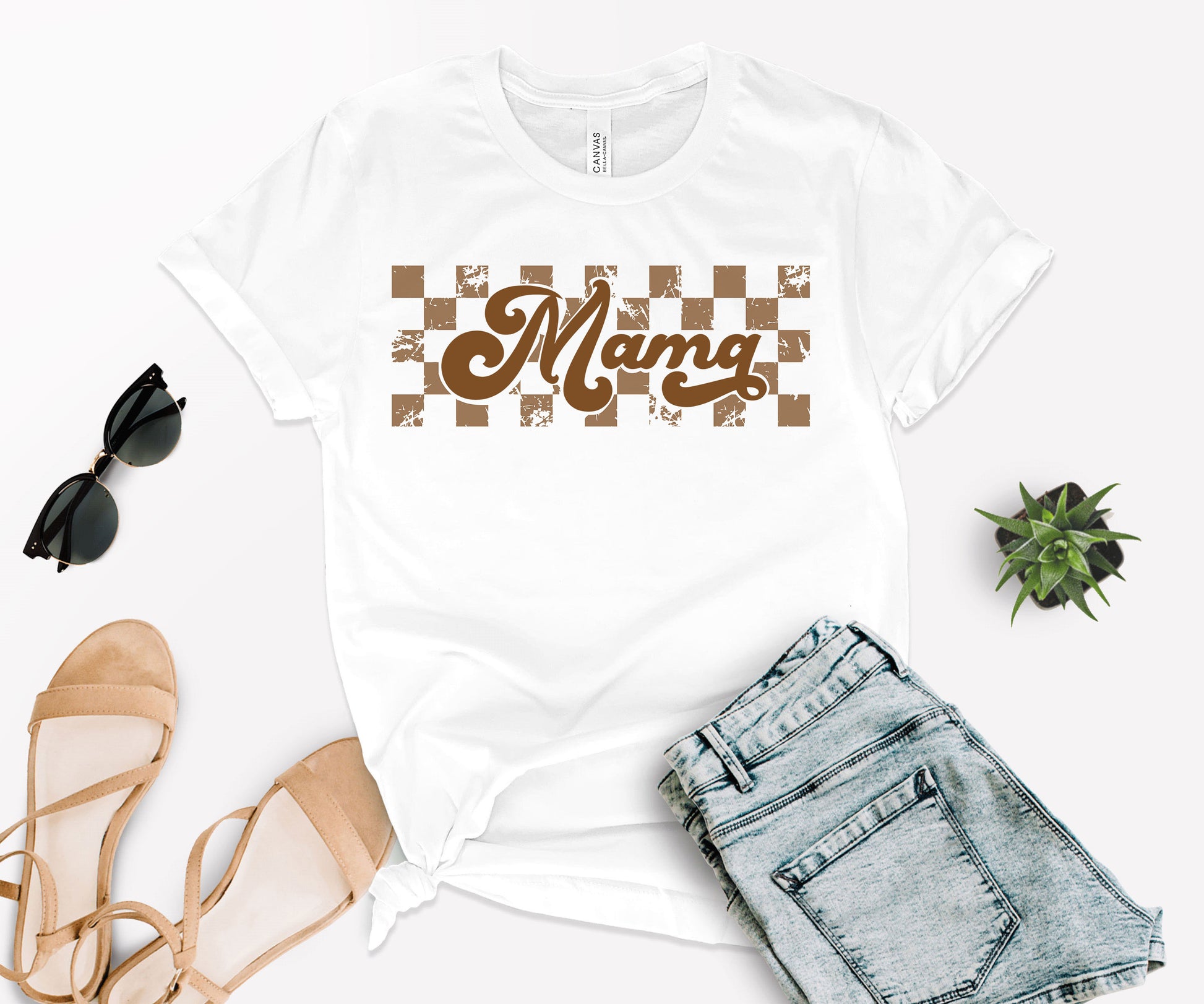Checkered Mama Shirt, Retro Mama Shirt, Checkered Shirt Women's-newamarketing