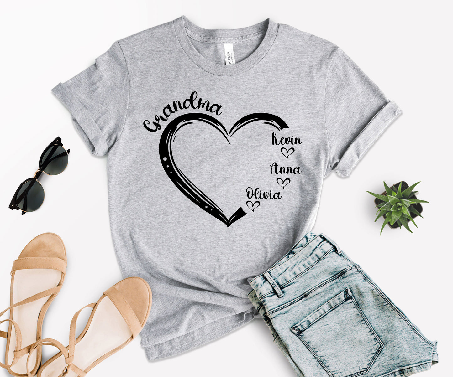 Custom Shirts For Grandma, Personalized Grandma Shirts With Grandkids Names, Grandma Heart Shirt-newamarketing
