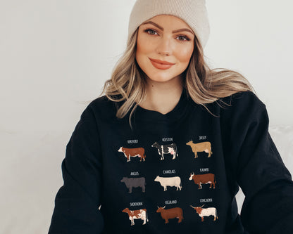 Cow Sweatshirt, Cow Print Hoodie, Cows Sweater-newamarketing