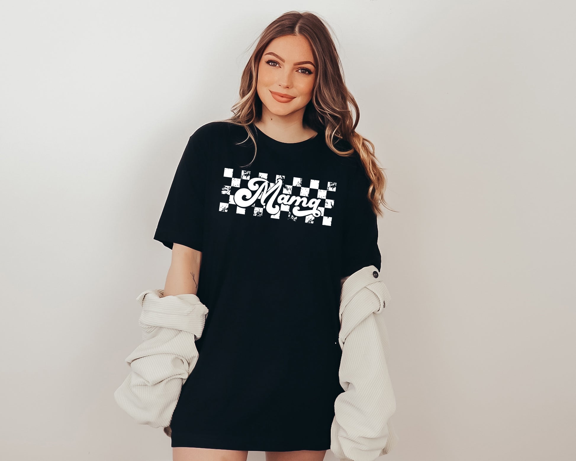 Checkered Mama Shirt, Retro Mama Shirt, Checkered Shirt Women's-newamarketing