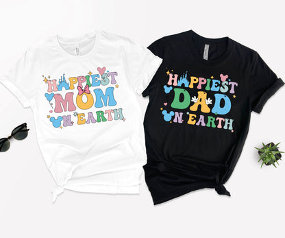 Happiest Mom on Earth Shirt, Happiest Dad Shirt, Disney Family Tees-newamarketing