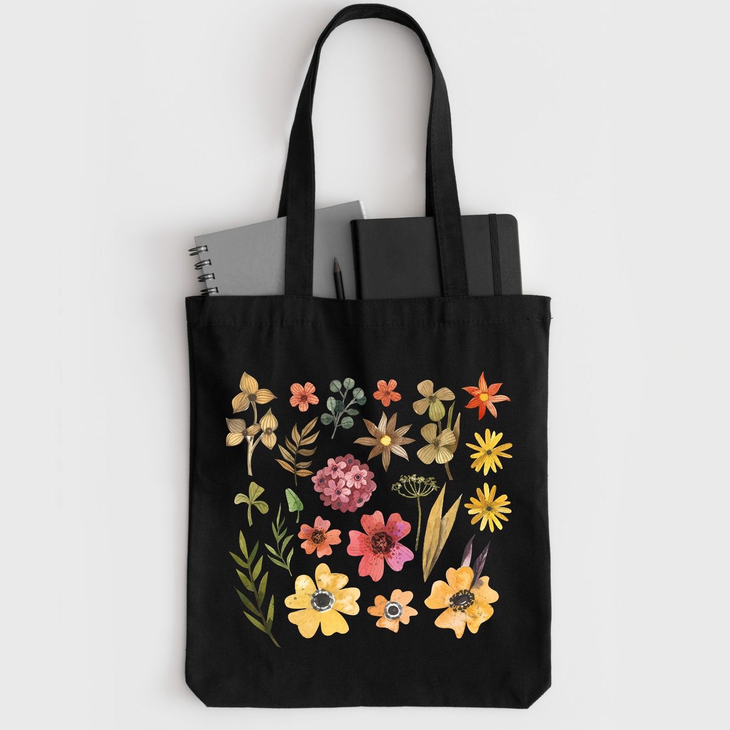 Watercolor Illustration Totes, Flowers Tote Bag, Flower Print Tote Bag-newamarketing