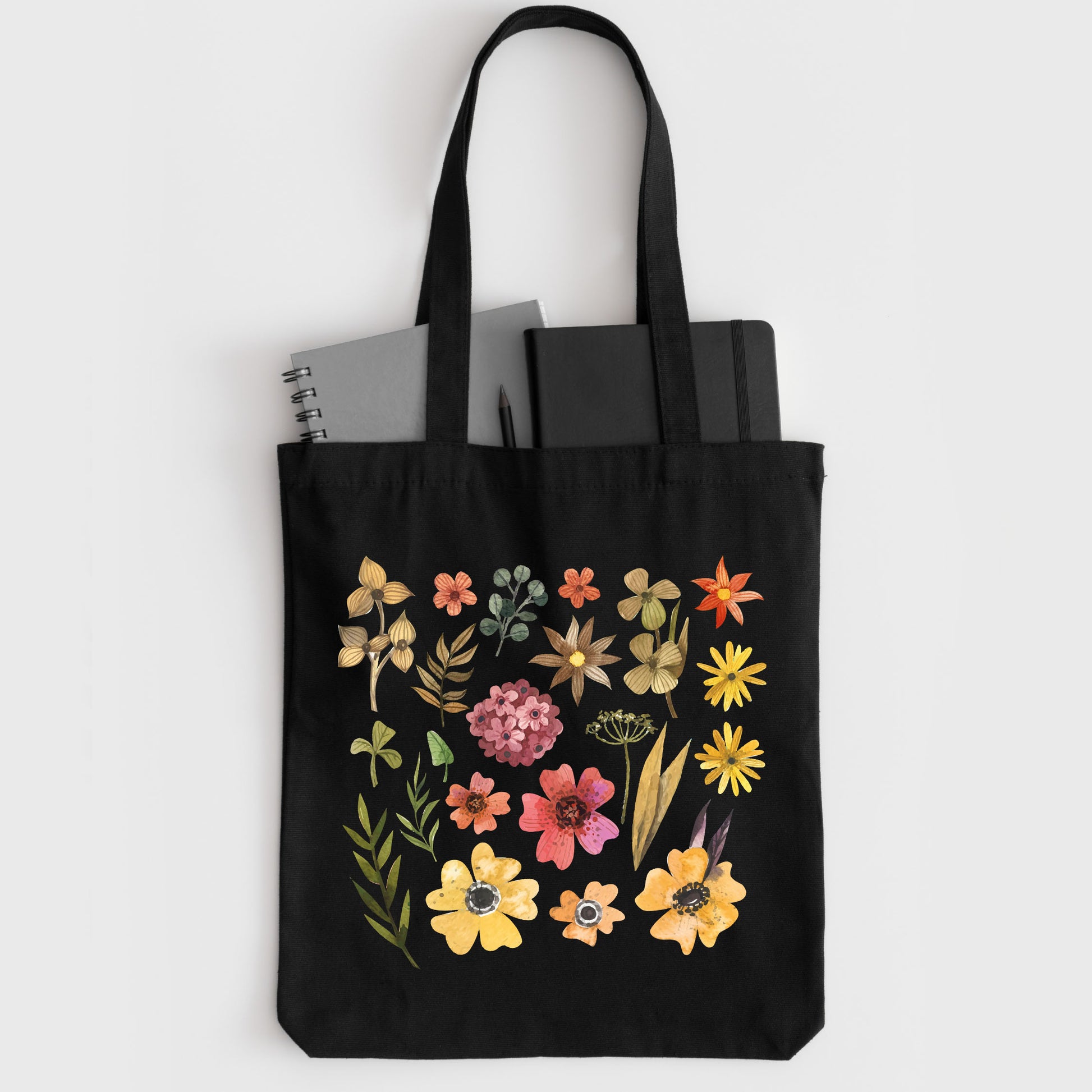 Watercolor Illustration Totes, Flowers Tote Bag, Flower Print Tote Bag-newamarketing