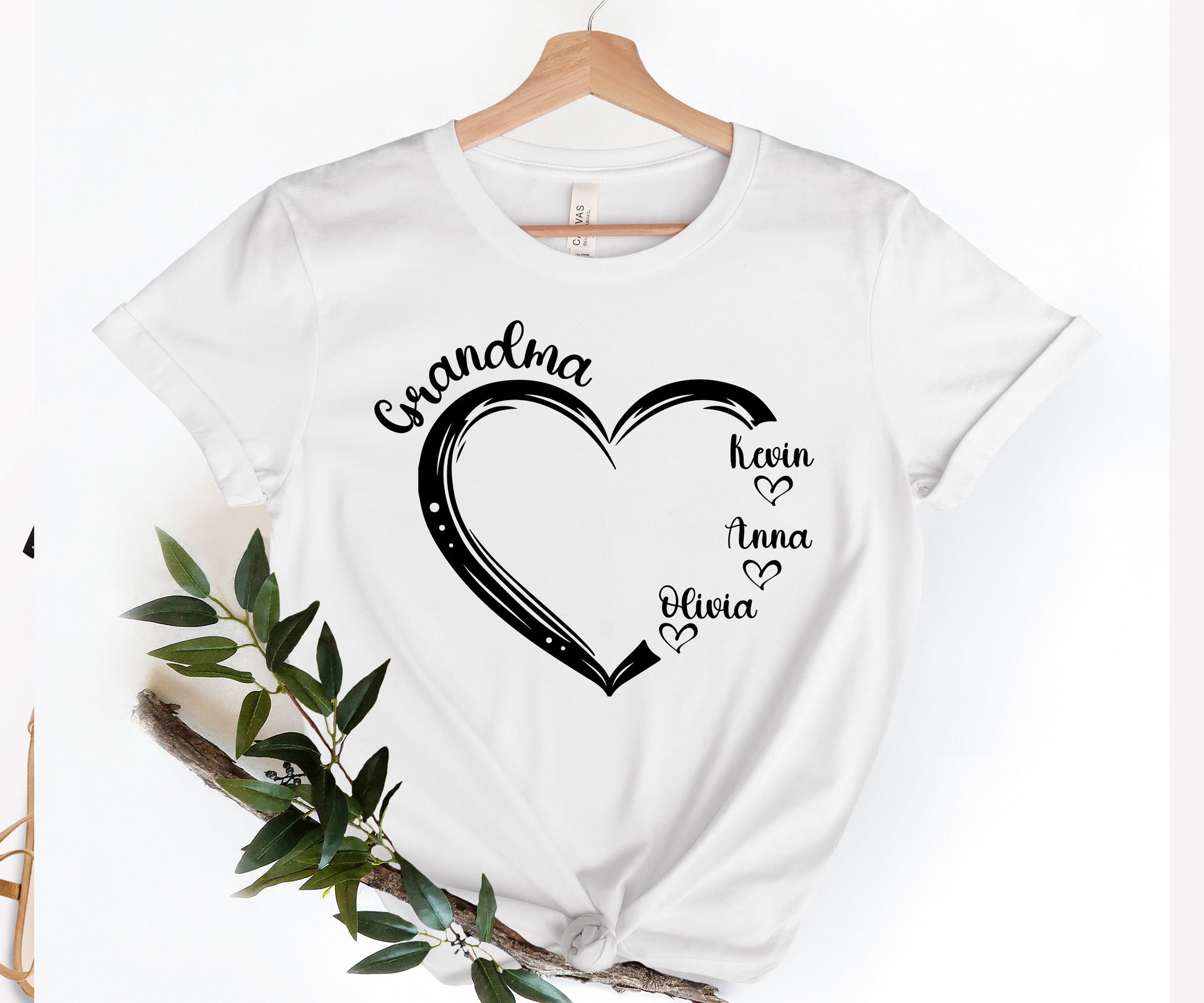 Custom Shirts For Grandma, Personalized Grandma Shirts With Grandkids Names, Grandma Heart Shirt-newamarketing