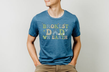 Brokest Dad on Earth Shirt, Broke Disney Shirt, Mouse Ears Dad Shirt-newamarketing