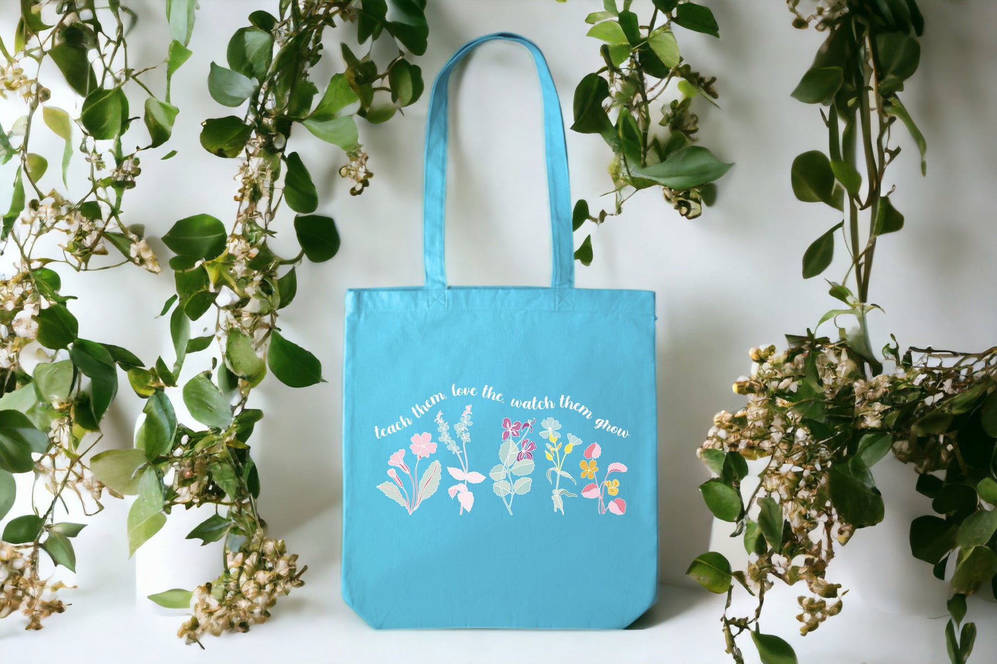 Teach Them Love Them Watch Them Grow, Vintage Floral Bag, Tote For Teachers-newamarketing