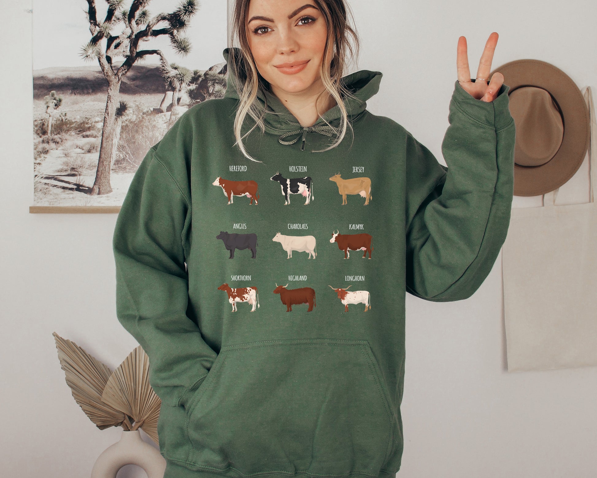 Cow Sweatshirt, Cow Print Hoodie, Cows Sweater-newamarketing