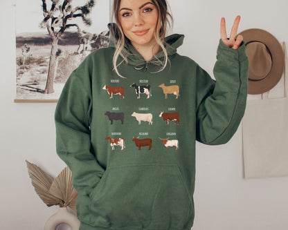 Cow Sweatshirt, Cow Print Hoodie, Cows Sweater-newamarketing