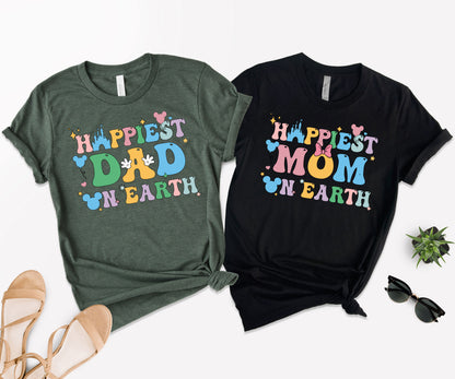 Happiest Mom on Earth Shirt, Happiest Dad Shirt, Disney Family Tees-newamarketing