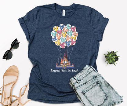 Happiest Place on Earth Shirt, Mickey Balloon Shirt, Disney Castle Shirt-newamarketing