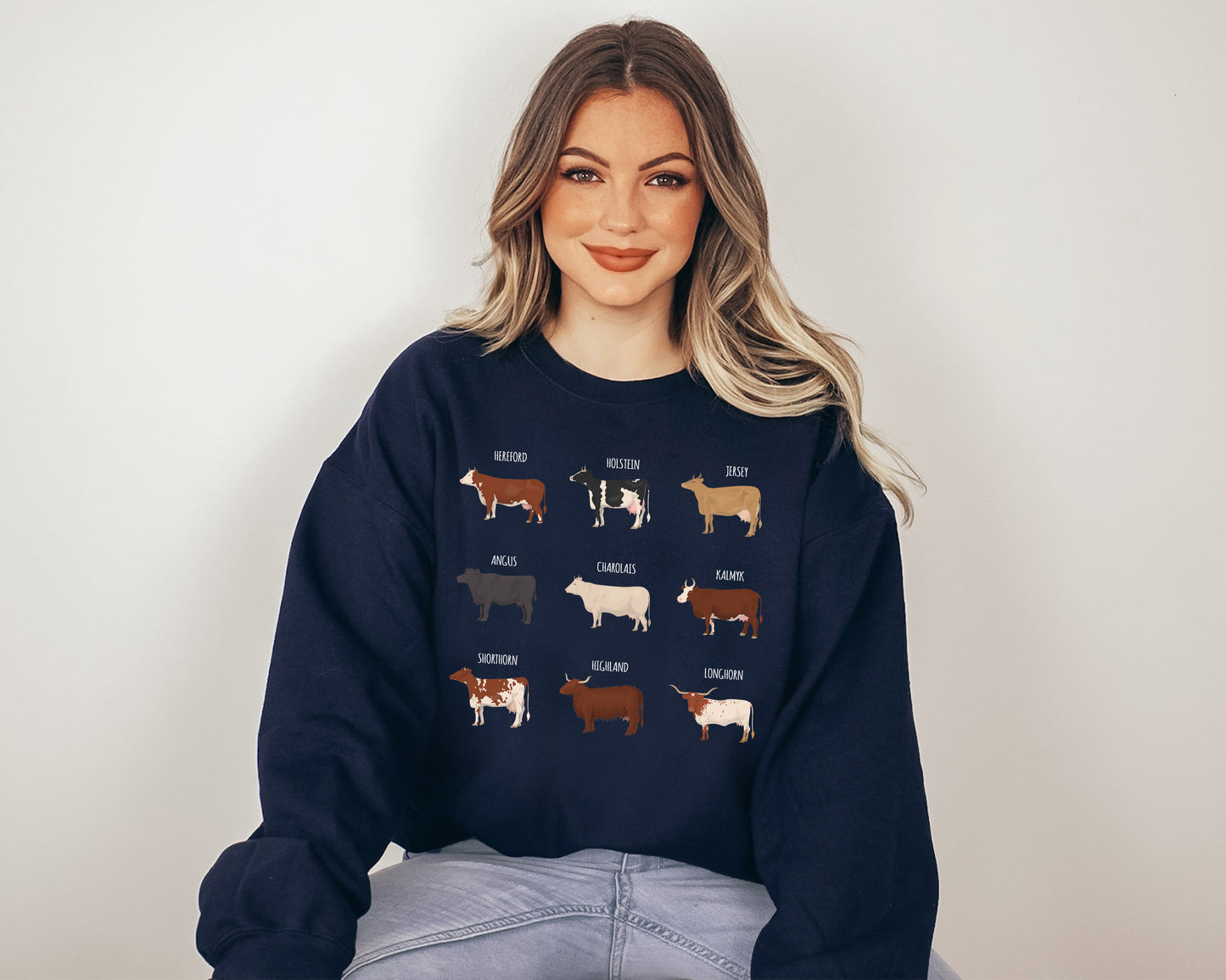 Cow Sweatshirt, Cow Print Hoodie, Cows Sweater-newamarketing