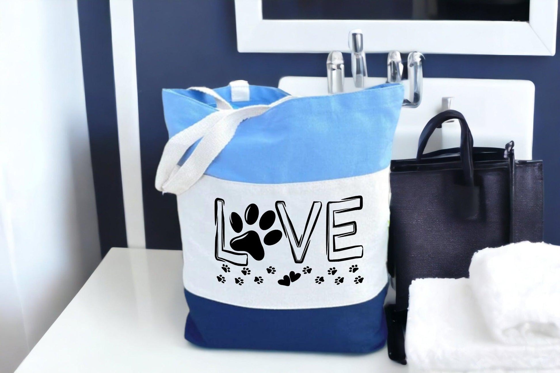 Love Tri Tote Bag, Paw Tri Tote Bag - newamarketing