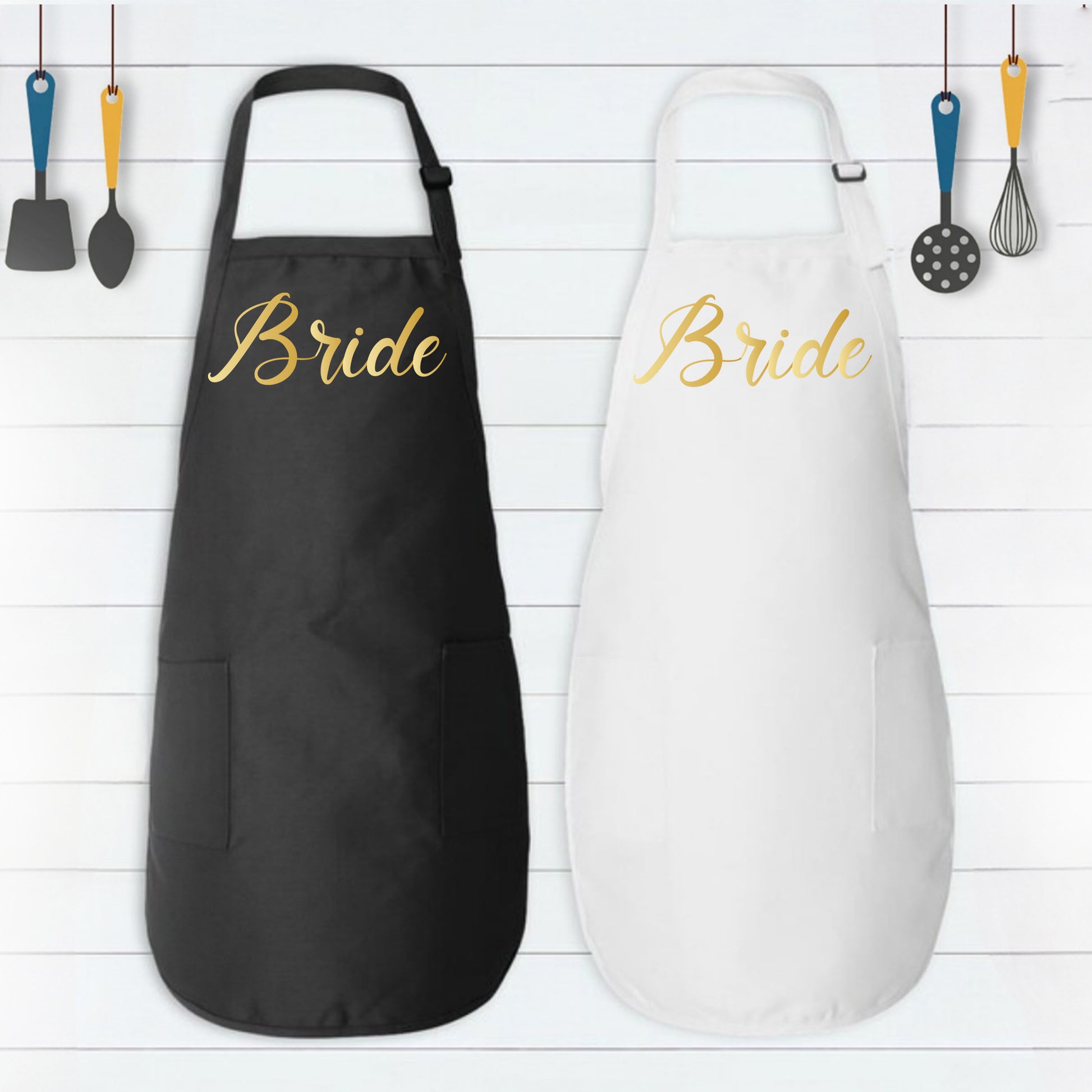 Cute Apron With Pockets, Bride To Be Apron, Wedding Shower Gift For Bride-newamarketing
