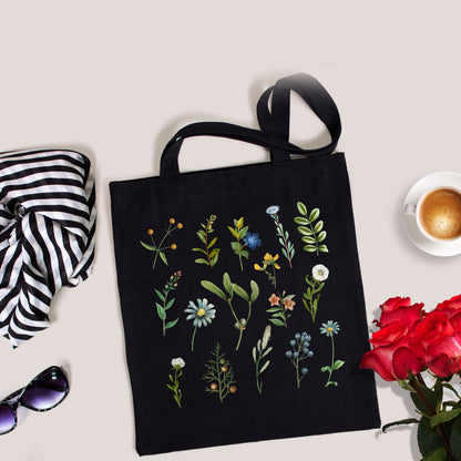 Wildflowers Tote Bag, Floral Tote Bag, Botanical Tote Bag-newamarketing