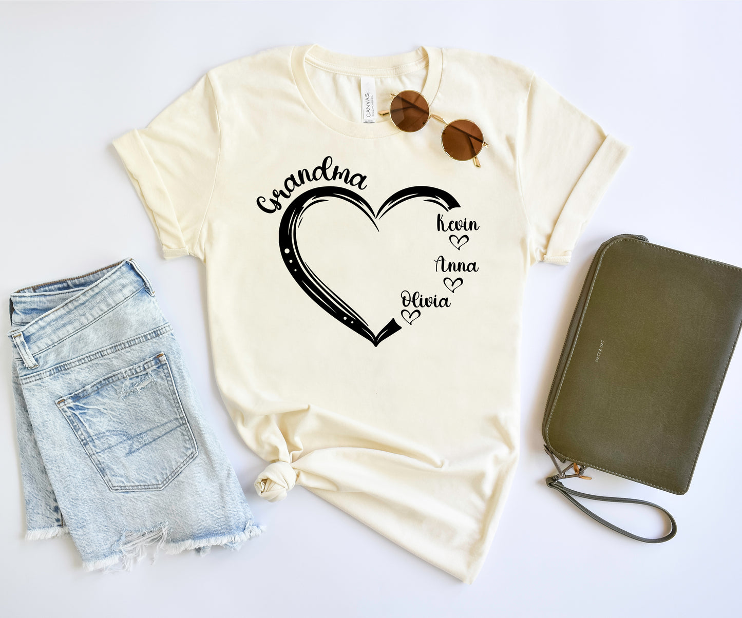 Custom Shirts For Grandma, Personalized Grandma Shirts With Grandkids Names, Grandma Heart Shirt-newamarketing