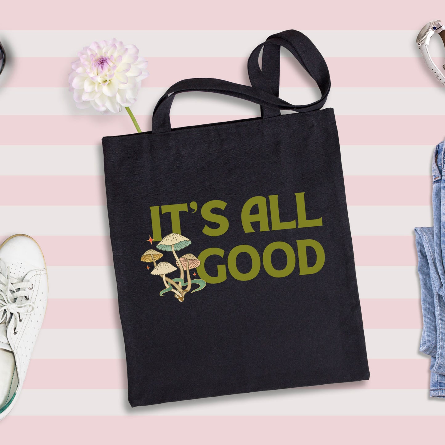 It's All Good, Aesthetic Tote Bag, Inspirational Bag, Canvas Tote Bag-newamarketing