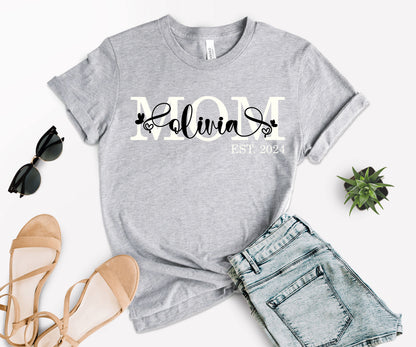Personalized Mom Est Shirt, Custom Mom Shirts, Mother's Day Shirt-newamarketing