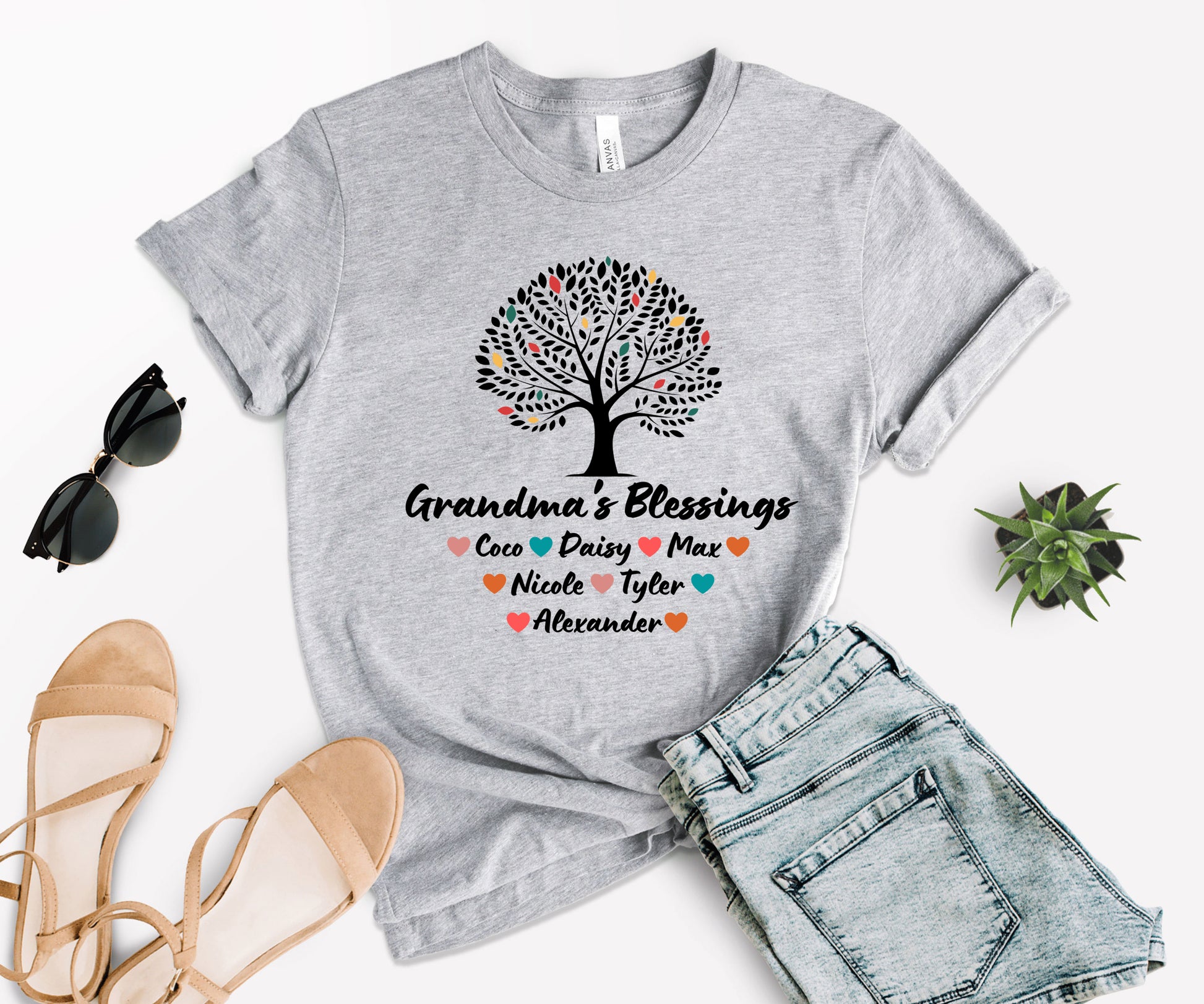 Custom Grandma Shirt with Grandkids Names, Grandma Tree Shirt, Grandma Shirt-newamarketing