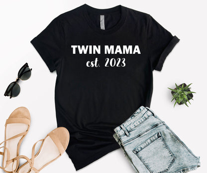 Twin Mama Est Shirt, Custom Mom Shirt, Mother's Day Shirt-newamarketing