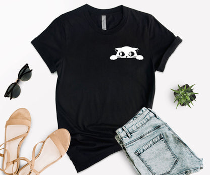 Cat Pocket Shirt, Black Cat Shirt, Cat Shirt-newamarketing