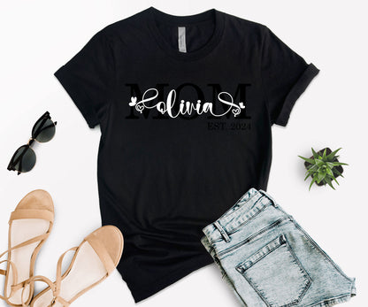 Personalized Mom Est Shirt, Custom Mom Shirts, Mother's Day Shirt-newamarketing