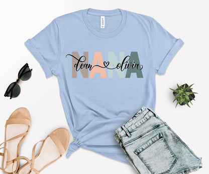 Custom Nana Shirt, Nana Shirt, Nana with Children Names Shirt-newamarketing