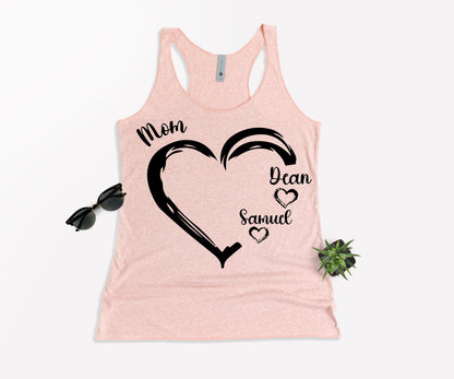 Personalized Mom Shirt, Mom Heart Shirt, Mom Shirt with Kids Name-newamarketing