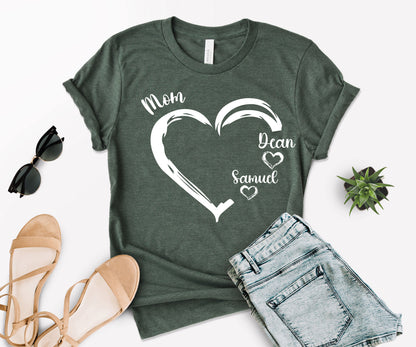 Personalized Mom Shirt, Mom Heart Shirt, Mom Shirt with Kids Name-newamarketing