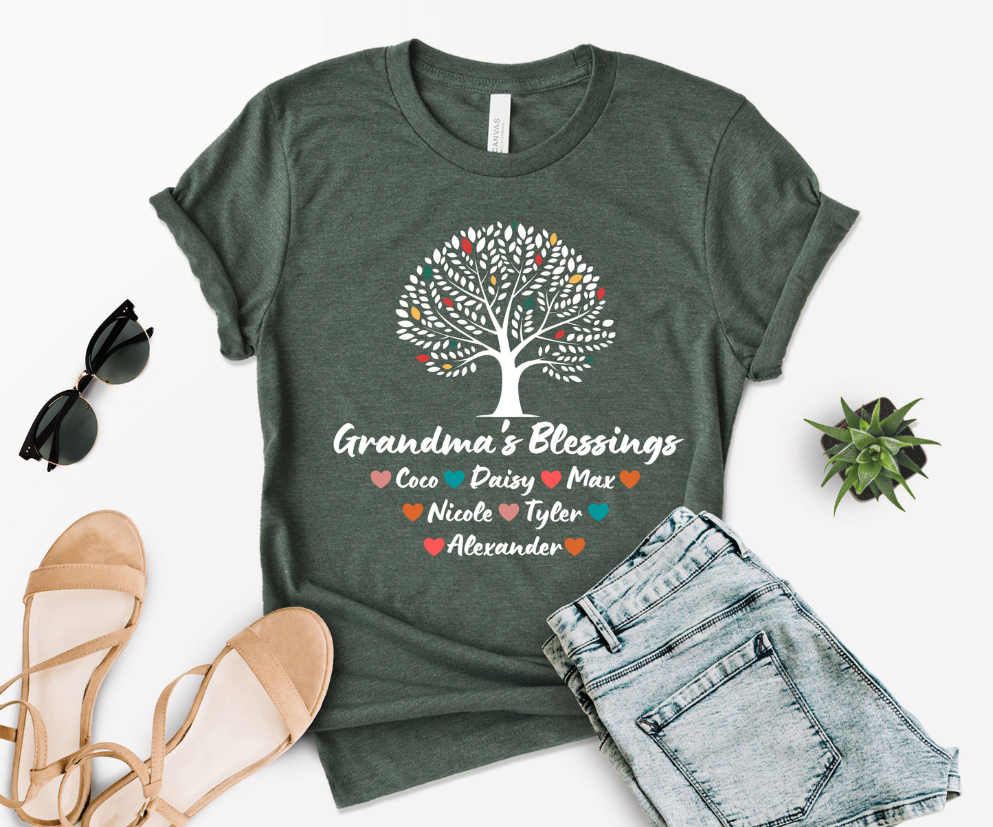 Custom Grandma Shirt with Grandkids Names, Grandma Tree Shirt, Grandma Shirt-newamarketing