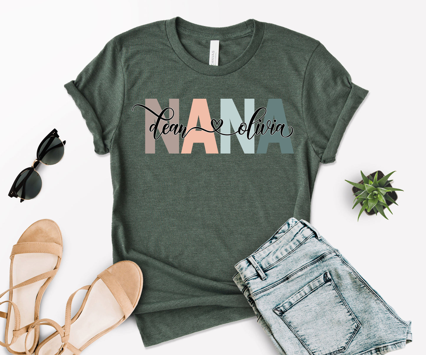 Custom Nana Shirt, Nana Shirt, Nana with Children Names Shirt-newamarketing