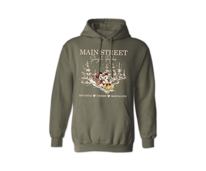 Christmas Holiday Hoodie - Main Street Sleigh Rides Graphic Hoodie for Men & Women, Funny Unisex Christmas Sweater