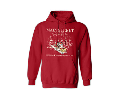 Christmas Holiday Hoodie - Main Street Sleigh Rides Graphic Hoodie for Men & Women, Funny Unisex Christmas Sweater