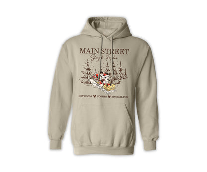 Christmas Holiday Hoodie - Main Street Sleigh Rides Graphic Hoodie for Men & Women, Funny Unisex Christmas Sweater