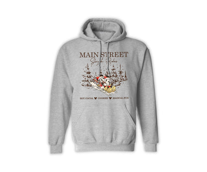 Christmas Holiday Hoodie - Main Street Sleigh Rides Graphic Hoodie for Men & Women, Funny Unisex Christmas Sweater