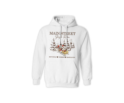 Christmas Holiday Hoodie - Main Street Sleigh Rides Graphic Hoodie for Men & Women, Funny Unisex Christmas Sweater