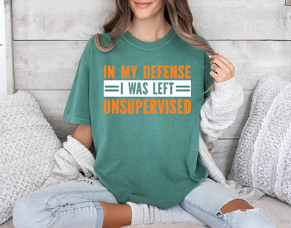 In My Defense I Was Left Unsupervised Shirt, Comfort Color T-Shirts, Funny Shirt-newamarketing