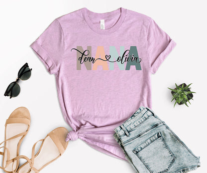 Custom Nana Shirt, Nana Shirt, Nana with Children Names Shirt-newamarketing