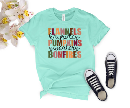 Newa Marketing, Flannels Hayrides Pumpkins Sweaters Bonfires Shirt, Thanksgiving T-Shirts, Pumpkin Fall Shirt, Autumn Tshirt, Halloween, high-quality, Made in the USA, Pumpkin Shirt, moms, father, mother, dad, kids, adult, youth, toddler t-shirt, baby onesie, matching, design, family, soft cotton, holiday, trip, vacation, gift