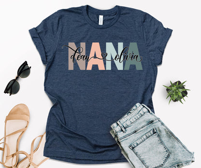 Custom Nana Shirt, Nana Shirt, Nana with Children Names Shirt-newamarketing