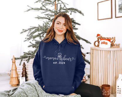 Custom Mama Bear Sweatshirt, Winnie The Pooh Sweater, Custom Sleeve Name Hoodie-newamarketing