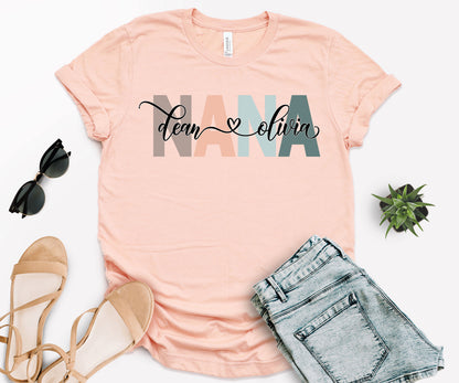 Custom Nana Shirt, Nana Shirt, Nana with Children Names Shirt-newamarketing