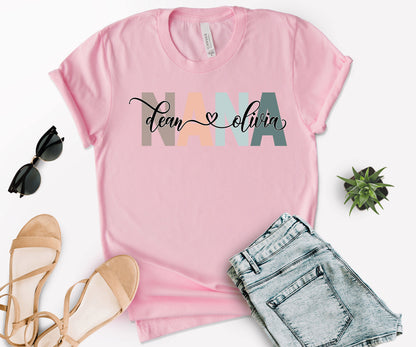Custom Nana Shirt, Nana Shirt, Nana with Children Names Shirt-newamarketing