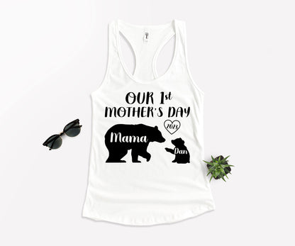 Our 1st Mother's Day Shirt, Mama Bear Shirt with Kids Name, Custom Mom Shirt-newamarketing