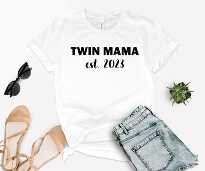 Twin Mama Est Shirt, Custom Mom Shirt, Mother's Day Shirt-newamarketing