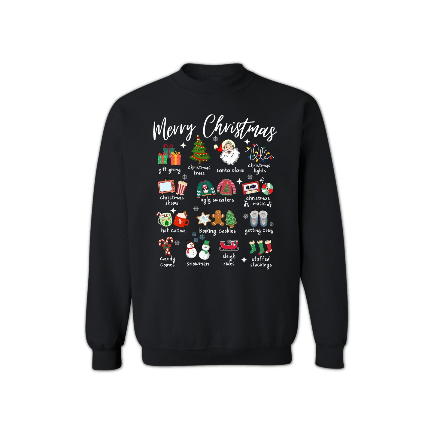 Christmas Icons Sweatshirt for Men & Women – Holiday Graphic Crewneck with Santa